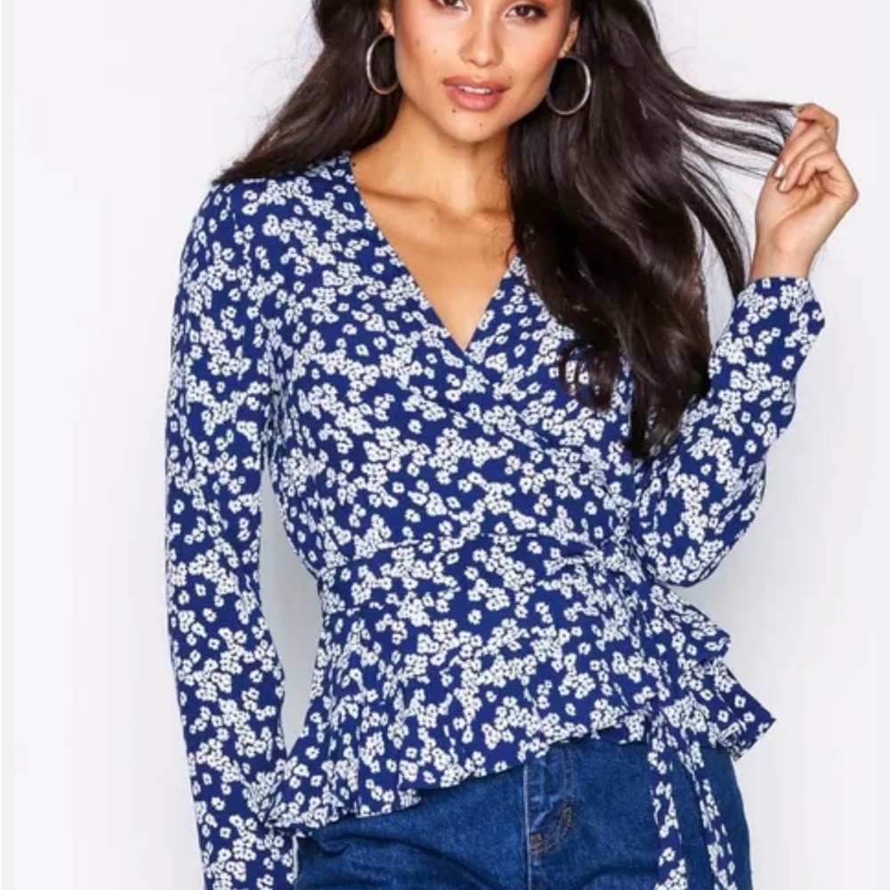 Samsøe Samsøe Floral Blue Wrap Shirt